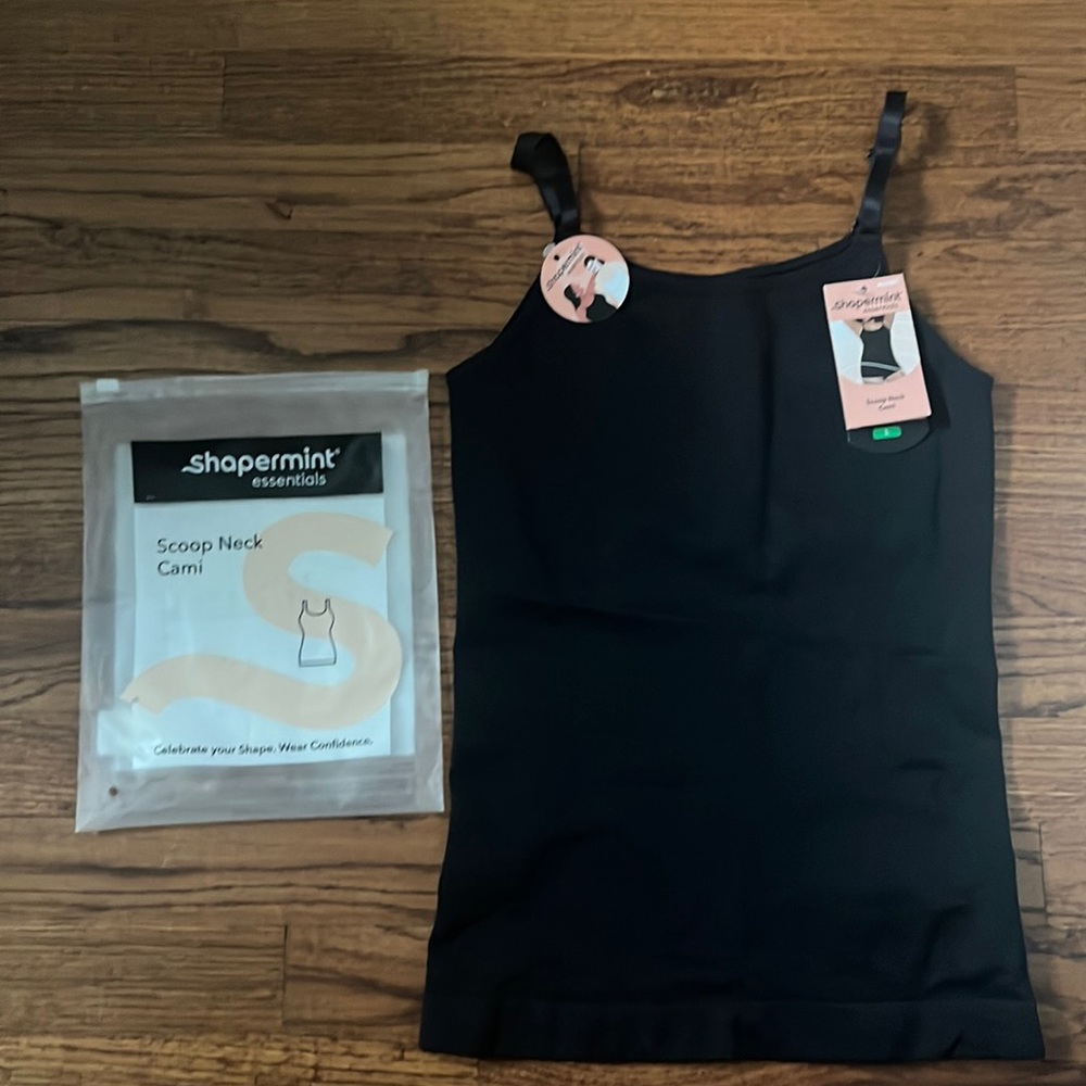 Shapermint essentials scoop neck cami black large new with tags